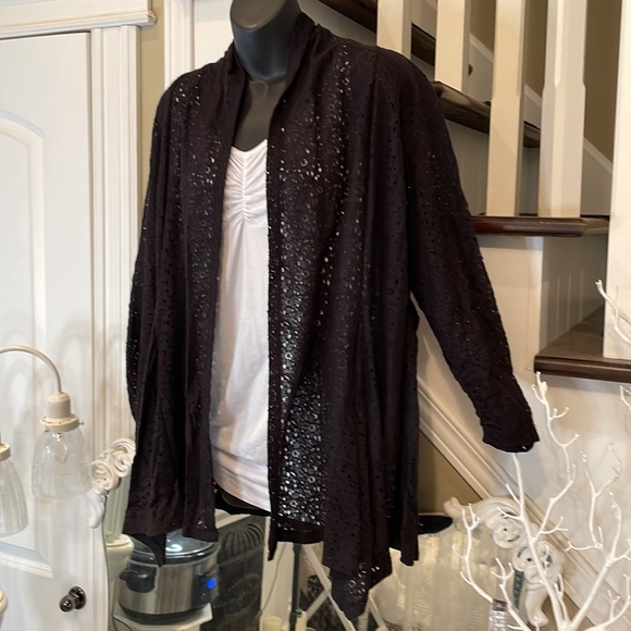 Style & Co. Eyelet Lace Blazer, Gathered at Sleeves, Fabulous Front Details - Picture 3 of 11